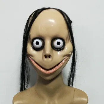 Cadılar bayramı Karnaval Parti Sahne Korku Uzun Saç MO MO Maskesi cosplay Komik Maske V şeklinde Ağız Kadın Hayalet Maske Roleplay