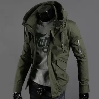 Ceket Erkek Ceket Gençlik Kış Yeşil 5XL Dış Giyim Kapşonlu 
