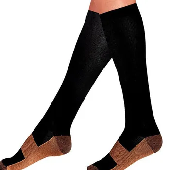 Copper Fiber Compression Socks Full Nylon Compression Sports Socks  Knee High Socks  Woman Socks чулки носки носки женские 2021 Görüntü 2