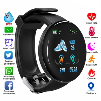 D18 akıllı saat Kalp Hızı Kan Basıncı Spor İzci Erkekler Kadınlar Akıllı Bileklik Su Geçirmez Spor Android IOS İçin Smartwatch