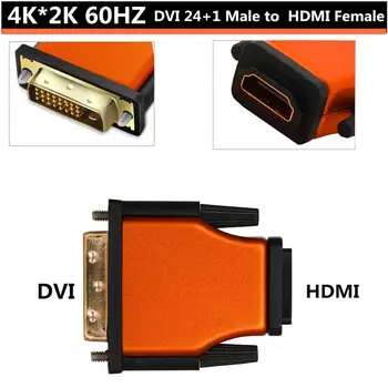 DVI 24 + 1 HDMI adaptörü DVI Erkek HDMI Dişi Dönüştürücü HDTV için Altın Kaplama 2.0 V 4K*2K Yüksek Kalite