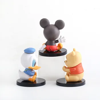 Disney 3 Adet Mickey Donald Ördek Winnie The Pooh Sevimli çizgi film bebeği Doğum Günü Pastası Dekorasyon Modeli Süsler çocuk oyuncağı noel hediyesi Görüntü 2