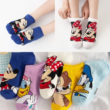 Disney 5 Çift Mickey Minnie Donald Papatya Çorap Çip Kız Sıcak Karikatür Rahat Nefes Pamuk Harajuku Çorap