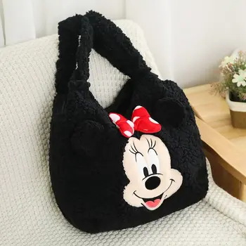 Disney Mickey mouse bayan omuzdan askili çanta Sevimli Kız omuzdan askili çanta pelüş çanta Minnie Çanta Tote çanta Dikiş alışveriş çantası Görüntü 2