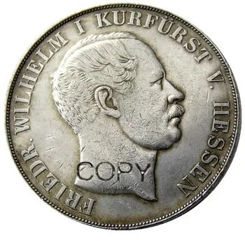 Doppeltaler, 2 Thaler, Hessen-Kassel Bir Dizi (1851 1854 1855) 3 adet Gümüş Kaplama Kopya Para Görüntü 2
