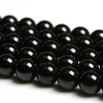 Doğal Yuvarlak AA Siyah Spinel Taş dağınık boncuklar 6 8 10mm Kolye Bilezik DIY Takı Yapımı İçin 15 inç Strand