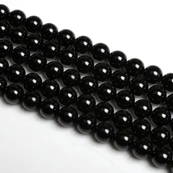 Doğal Yuvarlak AA Siyah Spinel Taş dağınık boncuklar 6 8 10mm Kolye Bilezik DIY Takı Yapımı İçin 15 inç Strand Görüntü 2
