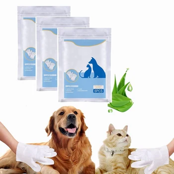 Drop Shipping Pet Tek Kullanımlık temizlik eldiveni Yıkama Ücretsiz Kediler Köpekler SPA Banyo Malzemeleri Masaj Olmayan Dokuma Kumaş Hiçbir Durulama Pet Mendil