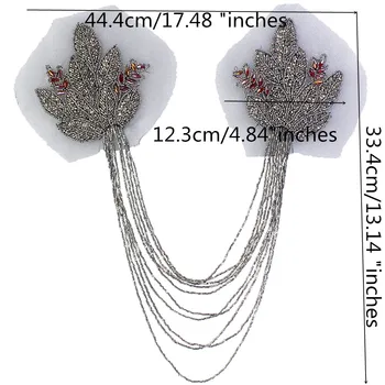 El yapımı Apolet Boncuk Püskül Rhinestones Kristal Çiçek Omuz Apoletleri Yamalar Blazer Aksesuarları 2 adet Görüntü 2