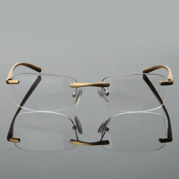 Elbru Yeni Bifokal okuma gözlüğü Erkekler Kadınlar Çerçevesiz Uzak ve Yakın Görüş Presbiyopik Gözlük çift ışık Okuma gözlüğü Görüntü 2