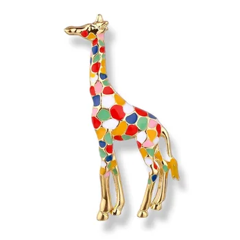 Emaye Zürafa Broş Kadınlar için Sevimli Hayvan Pimleri moda takı Altın Renk Hediye Çocuklar İçin Zarif Broş 2022