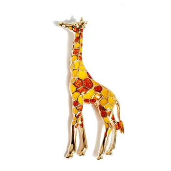 Emaye Zürafa Broş Kadınlar için Sevimli Hayvan Pimleri moda takı Altın Renk Hediye Çocuklar İçin Zarif Broş 2022 Görüntü 2