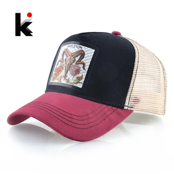 En Moda kamyon şoförü şapkası Erkekler Kadınlar Yeni beyzbol şapkası s İskelet Desen Streetwear Hip Hop beyzbol şapkası Snapback vizör kep