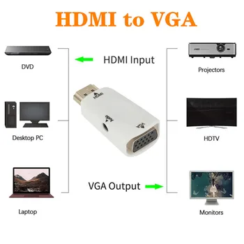 Erkek Kadın HDMI VGA adaptörü HD 1080P Ses Kablosu Dönüştürücü PC Dizüstü TV Kutusu bilgisayar ekranı Projektör HD HDMI VGA Görüntü 2