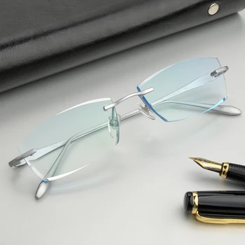 Erkek Titanyum Çerçevesiz Gözlük elmas kesim renkli lensler RXable Gözlük Çerçevesi 105 Görüntü 2