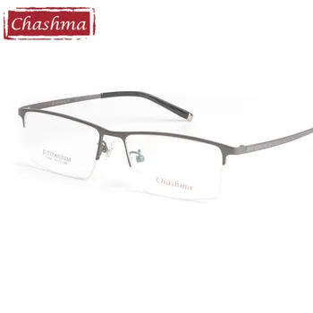 Erkekler Saf Titanyum Gözlük Geniş Çerçeve Yarı Çerçeveli Reçete Gözlük Çerçevesi 55