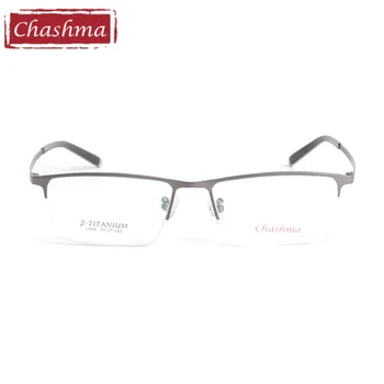 Erkekler Saf Titanyum Gözlük Geniş Çerçeve Yarı Çerçeveli Reçete Gözlük Çerçevesi 55 Görüntü 2
