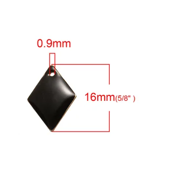 Eşkenar dörtgen Emaye Takılar Bakır Emaye Sequins Charms DIY Takı Hediyeler İçin Yapma Malzemeleri El Yapımı Malzemeleri 16*11mm,10 Adet Görüntü 2