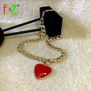 F.J4Z Brand Designer Women's Chunky Necklace 2021 Trend 3colors Resin Heart Pendant Collars Lady X'Mas Gifts  подвеска на шею
