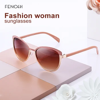 FENCHI Güneş Gözlüğü Kadın Polarize Kedi Göz güneş gözlüğü Ayna Metal Vintage Marka Tasarımcı Gözlük Oculos Feminino De Sol