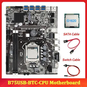 +G1620 CPU+SATA Kablo+Geçin Anakart LGA1155 12*USB Destek PCIE 2*DDR3 B75 USB BTC Anakart B75 BTC Madencilik Kablo 