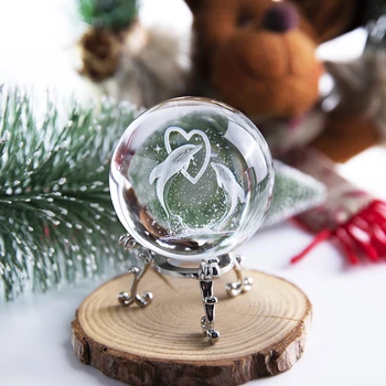 H & D 60mm Kristal Top Aşk Yunus Hayvan cam küre Hediye Ev Dekorasyon Fotoğraf sevgililer Günü Hediye Güzel