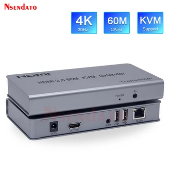 HDMI KVM Genişletici 4K 60Hz 60M Cat6 Ağ Genişletici HDMI RJ45 4K KVM HDMI KVM Ethernet Genişletici İçin USB ile Fare Klavye
