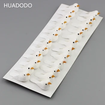 HUADODO 24 adet Mini beyaz Köpük Yapay Kuşlar Minyatür Bahçe Ev scrapbooking Noel Dekorasyon