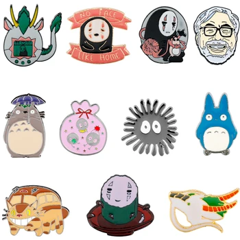 Hiçbir Yüz Haku Broş Ruhların Kaçışı Kurum Sprite Rozeti Yaka İğneler Anime Komşum Totoro Prenses Mononoke Hime Emaye Broşlar