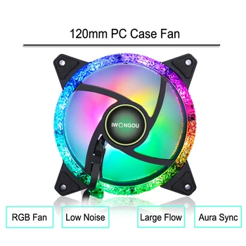 IWONGOU Fanlar 120mm RGB Soğutma Soğutucu Ayarlamak Hız LED bilgisayar kasası Fan ARGB Ayarlanabilir Çift Elmas Ventilador Pc Görüntü 2