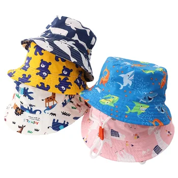 Ilkbahar Yaz Çocuklar Kova Şapka güneş şapkası Kız Erkek Açık plaj şapkası Kamp balıkçılık şapkası Rahat Baskı Erkek 6 Ay-8 Yıl