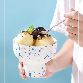Iskandinav Sevimli Yaratıcı Kişilik Dondurma Fincan Ev Seramik Sıçramasına Mürekkep Yoğurt Salata Tatlı Kase Kahve Süt Drinkware