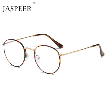 JASPEER Klasik Anti-mavi ışık gözlük Çerçeve Marka Tasarımcısı Yuvarlak bilgisayar gözlük Metal gözlük çerçeveleri moda gözlük