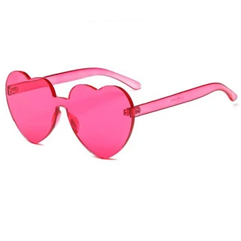 JULI Kalp Boy Güneş Gözlüğü Kadınlar için Aşk Saydam Çerçevesiz güneş gözlüğü Kadın Şeffaf Şeker Renk UV Koruma Gafas 8069