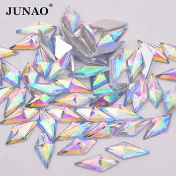 JUNAO 40 adet 10 * 22mm Kristal AB Reçine Flatback Taklidi Aplike Eşkenar Dörtgen Kristal Taşlar Olmayan Düzeltme Strass İğne Meslekler Görüntü 2