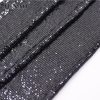 JUNAO 45 * 150cm Siyah Dikiş Kristal yapay elmas ağ Trim Düz Geri Kristal Şerit Strass Metal Kırpma Bantlama dekorasyon için