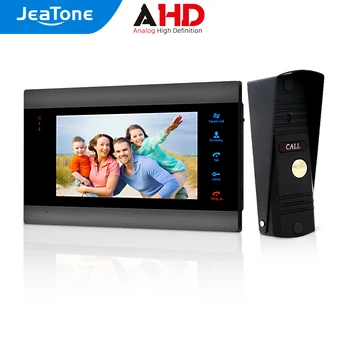 JeaTone 720P AHD Video Kapı Zili İnterkom Görüntülü Kapı Telefonu ile Ev için 7 İnç Monitör ve IP65, gece Görüş Açık Kamera Kiti