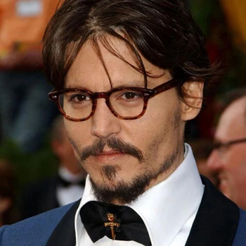 Johnny Depp Tarzı Gözlük Adam Vintage Yuvarlak Perçin Gözlük Marka Tasarım Küçük Çerçeve Gözlük Şeffaf Şeffaf Lens Oculos