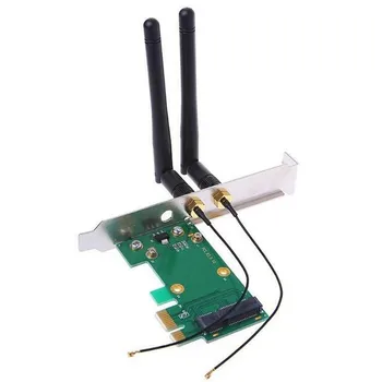 Kablosuz Wifi Ağ Kartı Mini Pcı-E Pcı-E 1x Masaüstü Adaptörü + 2 Antenler Mini Pcı-E Pcı-E adaptör yükseltici kartı