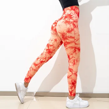 Kadın Kravat boya yoga pantolon Spor Tayt Dikişsiz Mujer Push Up Ganimet Pantolon Ezme Spor Spor Yüksek Bel Egzersiz Yoga Leggins Görüntü 2