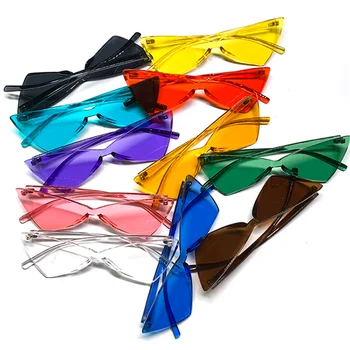 Kadın Moda Şeker Renkli güneş gözlüğü Yeşil Güneş Gözlüğü Bayanlar Parti Gözlük erkekler için Trendy Küçük Üçgen Eyewears Gölge