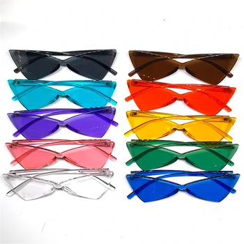 Kadın Moda Şeker Renkli güneş gözlüğü Yeşil Güneş Gözlüğü Bayanlar Parti Gözlük erkekler için Trendy Küçük Üçgen Eyewears Gölge Görüntü 2