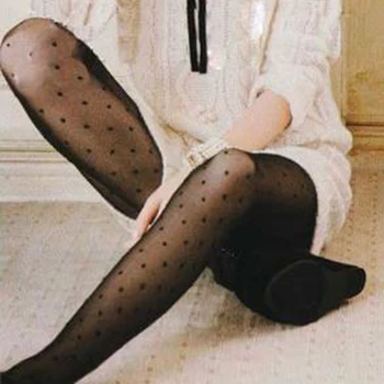 Kadın Taytları Klasik Küçük Puantiyeli ipek Çoraplar.Sıska Bayan Vintage Sahte Dövme Çorap Külotlu Çorap Kadın Çorap Görüntü 2