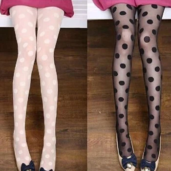 Kadın Çorap Şeffaf İpek Tayt Japonya Tarzı Nokta Desenli Kadın Külotlu Çorap Moda Tatlı Kız Siyah Seksi Tayt Görüntü 2