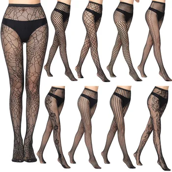 Kadınlar Seksi Mesh Net Çorap Çok Baskı Gotik File Çoraplar Tayt Siyah Dipli Külotlu Kadın Erotik Iç Çamaşırı Iç Çamaşırı Parti Görüntü 2