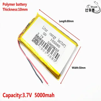 Kaliteli 3.7 V,5000mAh 105080 Polimer lityum iyon / li-ion pil tablet pc için BANKASI, GPS, mp3, mp4