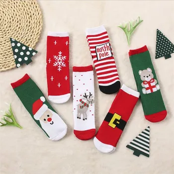Karikatür elk / Santa / kar tanesi / ayı şerit tasarım kız çorap Noel diz yüksek uzun çorap erkek spor çorapları kış Noel hediyesi Görüntü 2