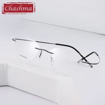 Kedi Göz Gözlük Erkek Tasarımcısı Titanyum Kare Kadın Özelleştirmek Lensler Boyut ve Şekil Şeffaf Kristal Optik Rimless  Görüntü 2