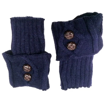 Kısa Kadın Tığ bot paçaları Çorap Topper Çorapları Kış Düğme Kablo Örme Düz Renk Elastik bacak ısıtıcıları Hediyeler Görüntü 2