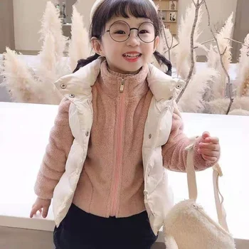 Kız Ceket 2021 Sonbahar Yeni Erkek Sıcak Düz Renk Sevimli kışlık kıyafet çocuk Kore Gevşek Rahat Fermuar Üst Görüntü 2